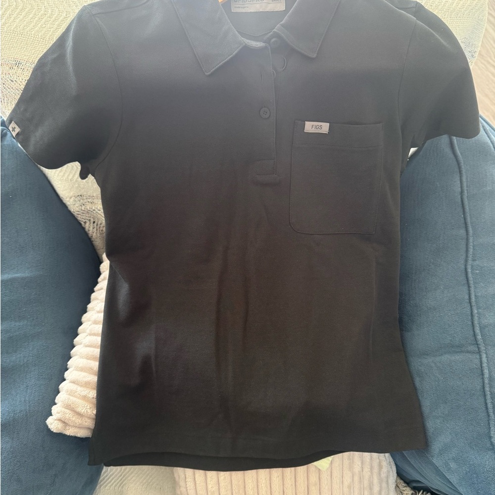 Figs Pro Black Pique Polo Shirt